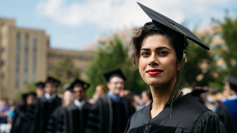 Students in line for graduation commmencement