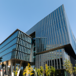 Anschutz Health Sciences Building with a blue sky background